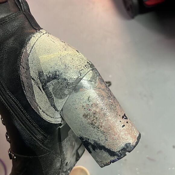 Size 9 Black Custom Hydro Dipped Black Ankle Booties - Picture 5 of 5